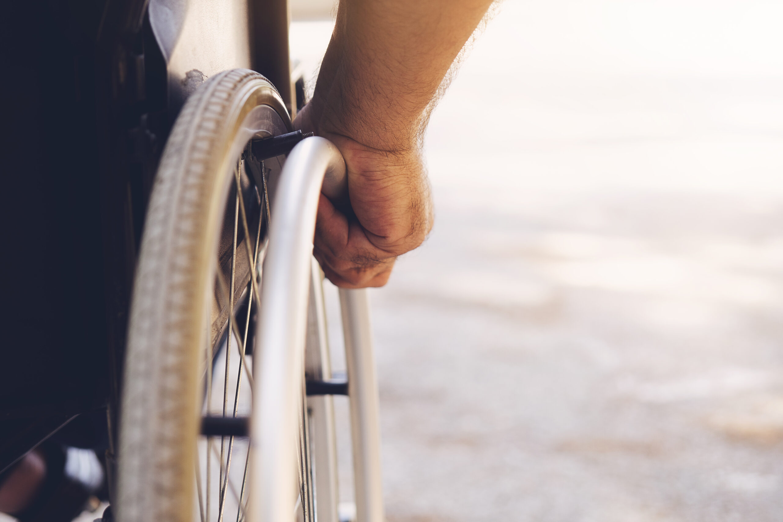 disability benefits for workers compensation theme, wheelchair close up