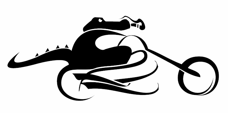 Logo of Alligator Riding a Motorcycle Smoking a Cigar