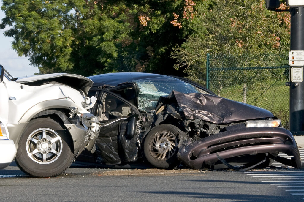 t bone vehicle accident scene